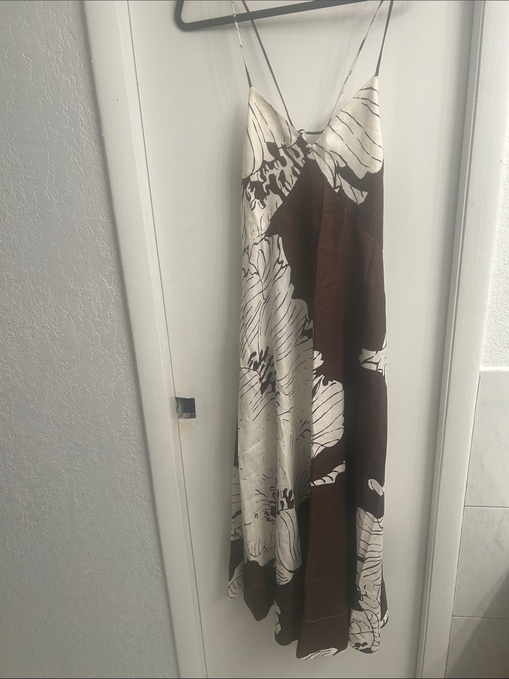 Banana Republic Brown and Cream Floral Maxi Slip Dress